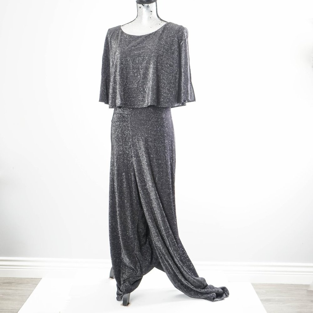 NWT CONNECTED APPAREL PLUS CAPE METALLIC JUMPSUIT - sz 18